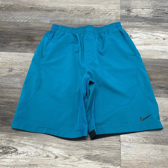 Nike Fit Dry Flex Vent Teal Blue Men M Mini‎ Swoosh Gym Athletic Short - Picture 1 of 13